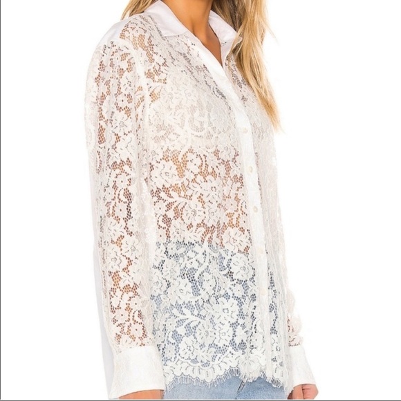 ATM Anthony Thomas Melillo Floral Lace Sheer Panel shirt button up size XS - Picture 3 of 11